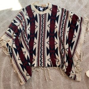 Say What? Aztec Inspired Poncho Style Sweater | Size S/M